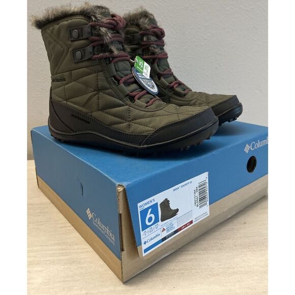 Columbia Women Sz 6 Minx Shorty III Winter Boots Waterproof Green/Black - Picture 1 of 12